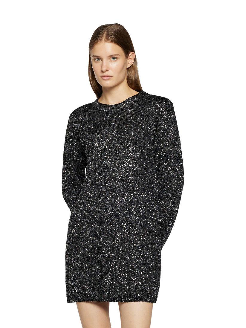 Space Simona Corsellini Abito in paillettes con over dietro Saldi Di Fabbrica