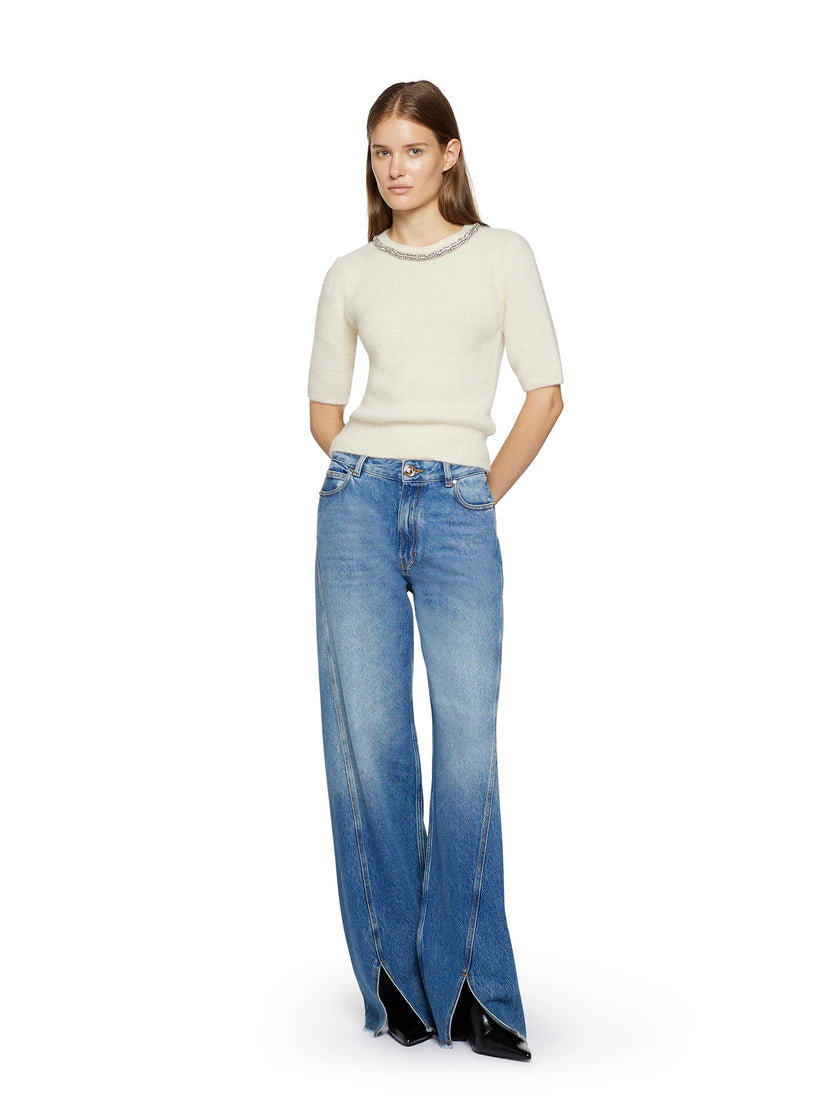 Space Simona Corsellini Denim largo con spacchi in fondo Pezzi Unici