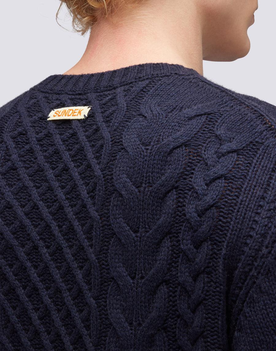 Sundek maglione a girocollo misto cashmere M354KIWS100-00700 Nuovo