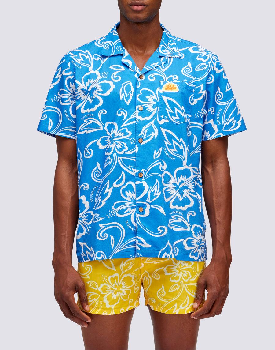 Sundek CAMICIA CON STAMPA HIBISCUS VINTAGE m817shmu1ia-616ia