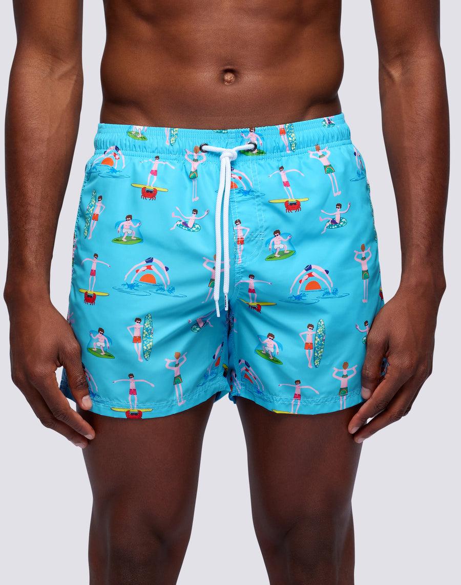 Sundek costume da bagno corto a vita elasticata microstampa beach boy m633bdrt4bg-006bg
