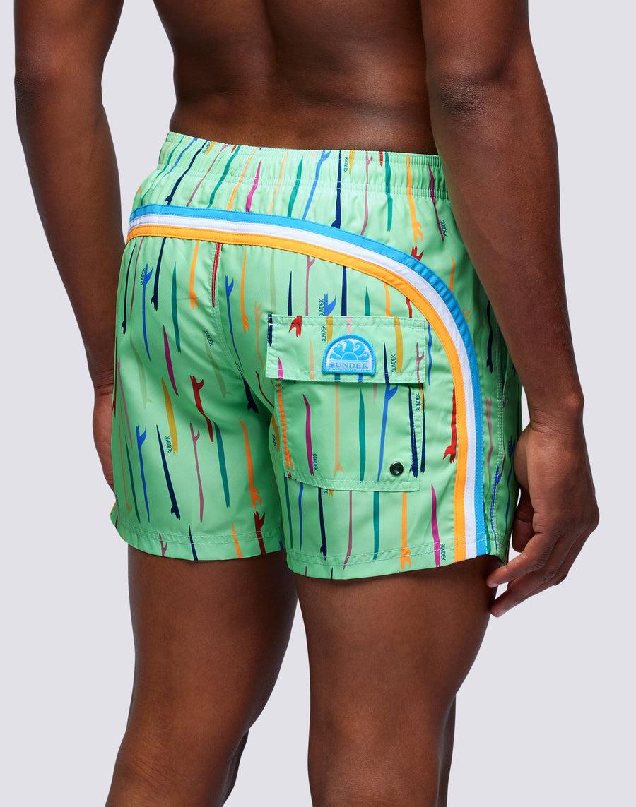 Sundek costume da bagno corto vita elasticata stampa pop surf repreve® m504bdrt3ru-776ru