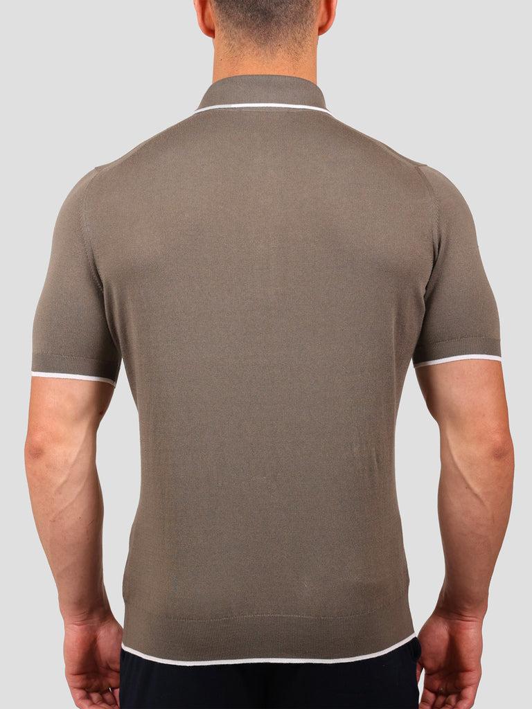 Svevo Maglia Polo 80% Cotone - 20% Seta Grigia e Bianca Consegna Veloce