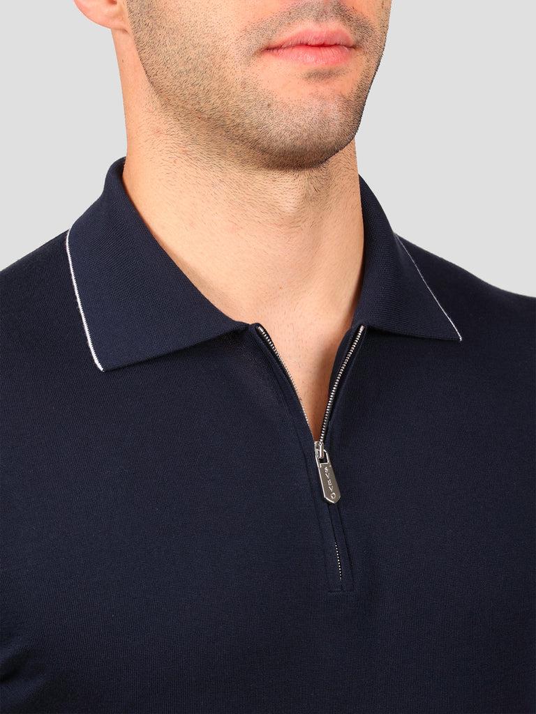 Svevo Maglia Polo con Zip 100% Cotone Supersoft Blu Promozione Limitata