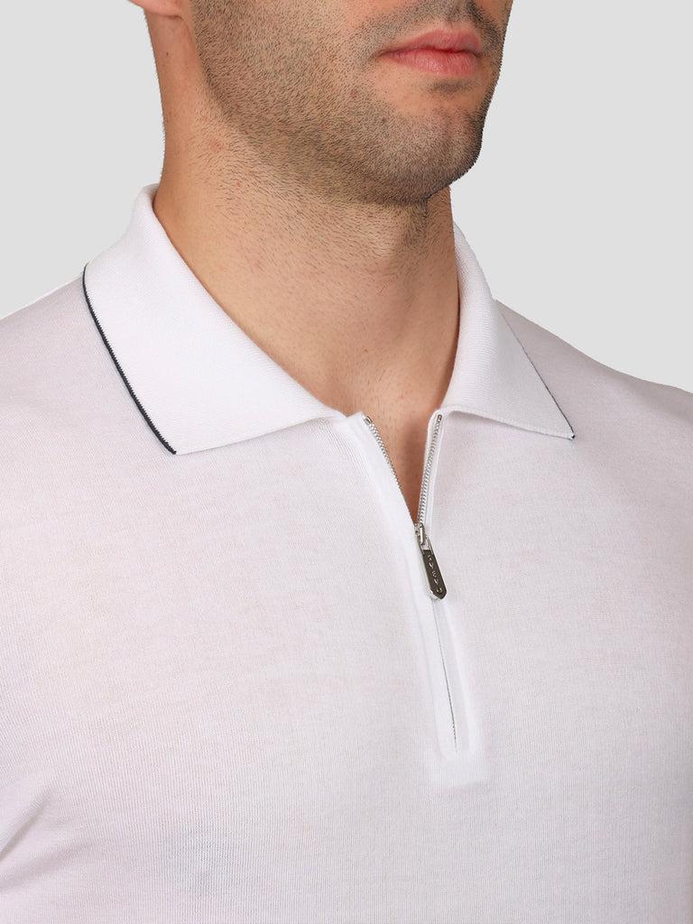 Svevo Maglia Polo con Zip 100% Cotone Supersoft Bianca Shopping Online