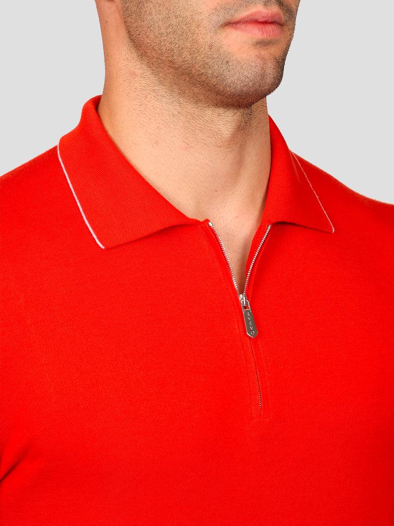 Svevo Maglia Polo con Zip 100% Cotone Supersoft Arancione Affare Del Giorno