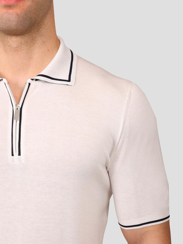 Svevo Maglia Polo con Zip 100% Cotone Makò Panna Convenienza