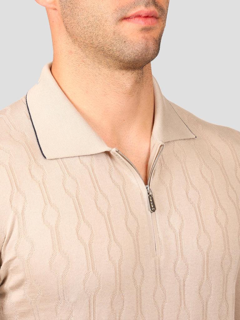 Svevo Maglia Polo con Zip 100% Cotone Supersoft Beige Novità