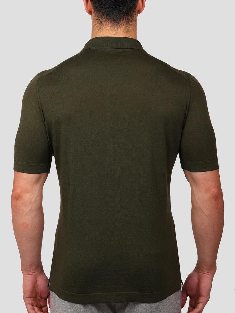 Svevo Polo scollo a V 100% Cotone Supersoft Verde Presa
