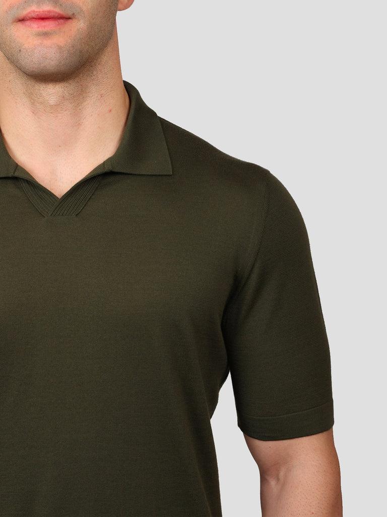 Svevo Polo scollo a V 100% Cotone Supersoft Verde Presa