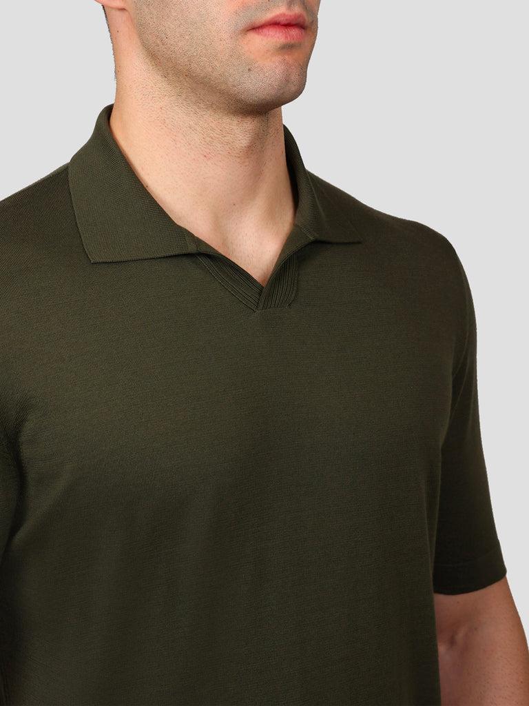 Svevo Polo scollo a V 100% Cotone Supersoft Verde Presa