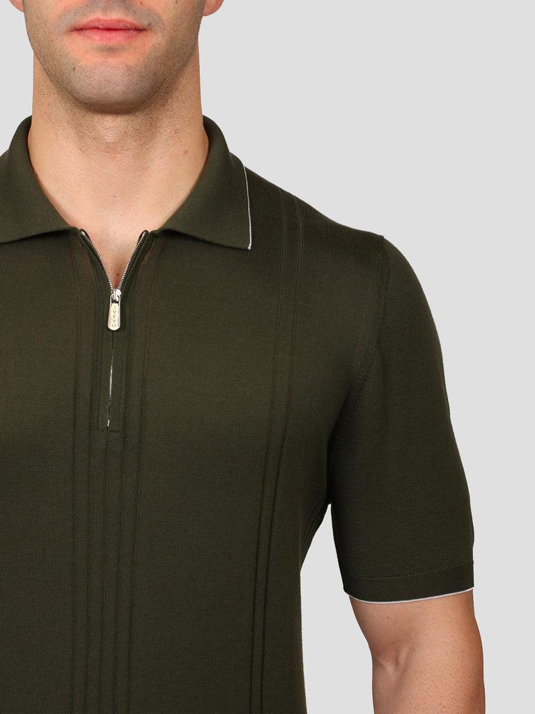 Svevo Maglia Polo con Zip 100% Cotone Supersoft Verde Sconto