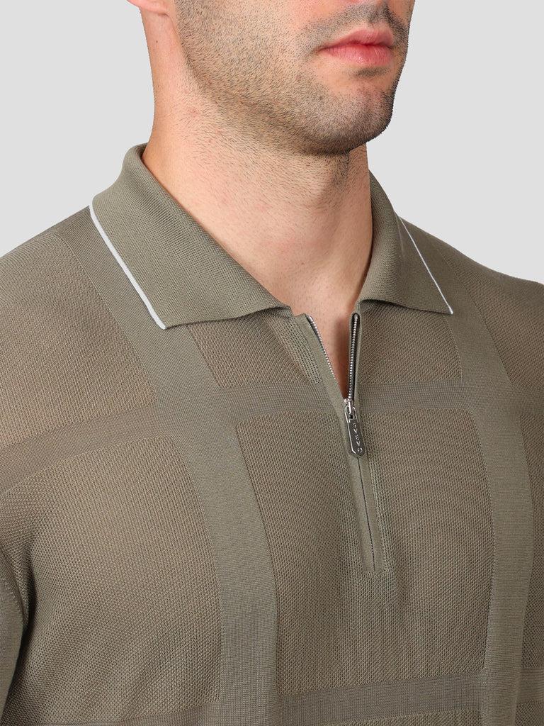 Svevo Maglia Polo con Zip 100% Cotone Makò Grigia Offerta