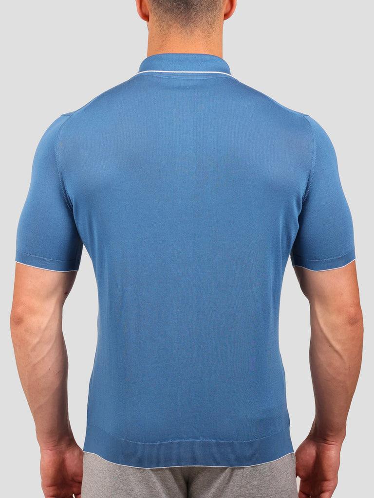 Svevo Maglia Polo con Zip 100% Cotone Makò Bluette Outlet