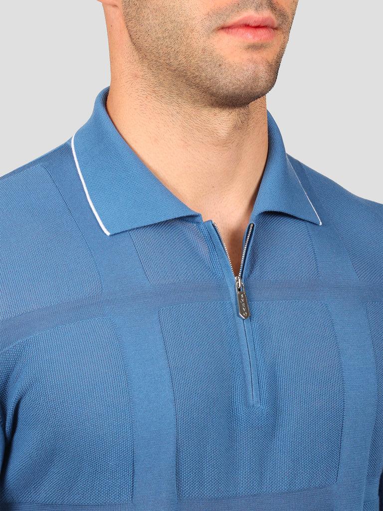 Svevo Maglia Polo con Zip 100% Cotone Makò Bluette Outlet