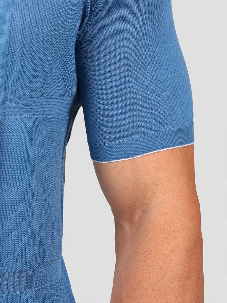 Svevo Maglia Polo con Zip 100% Cotone Makò Bluette Outlet