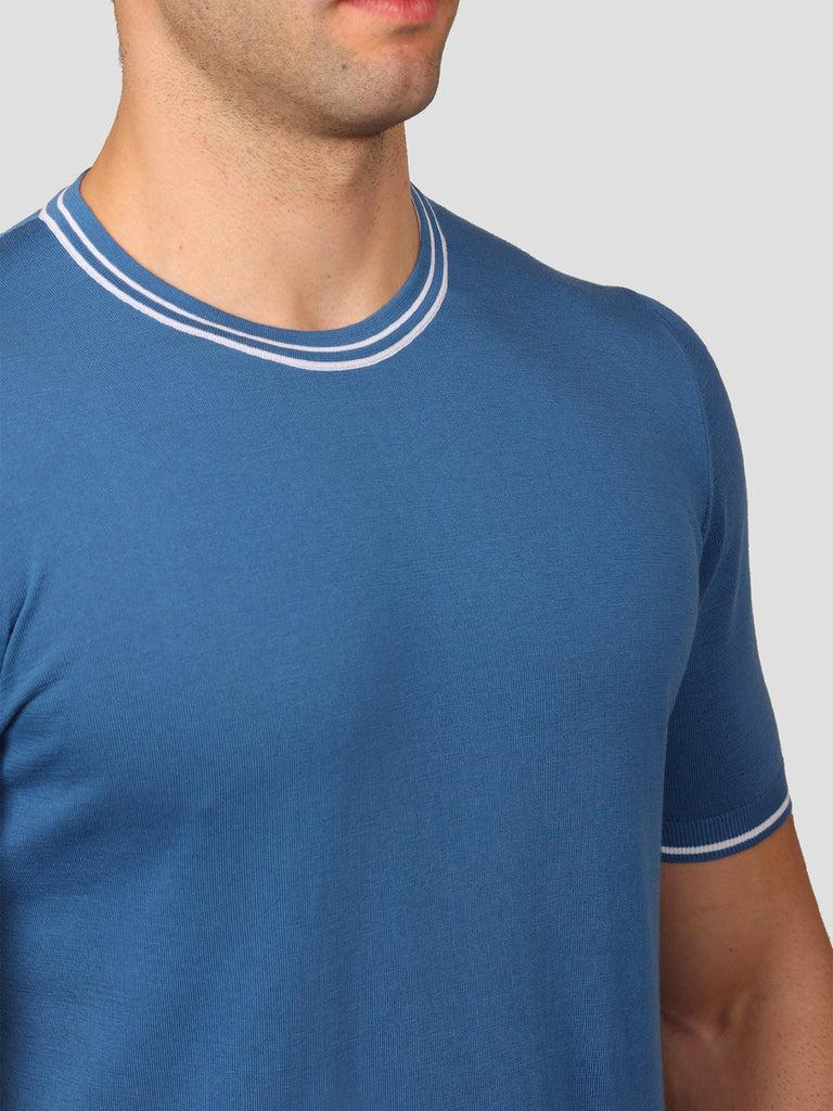 Svevo Maglia Girocollo 100% Cotone Makò Bluette Vendita Economica