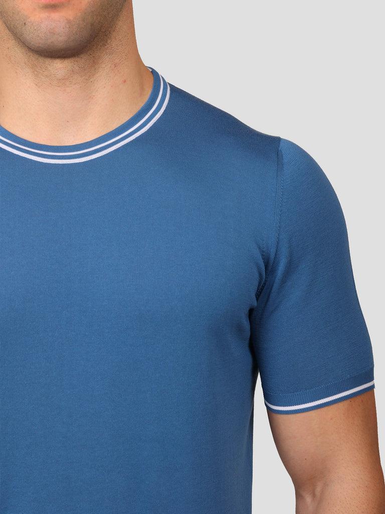 Svevo Maglia Girocollo 100% Cotone Makò Bluette Vendita Economica