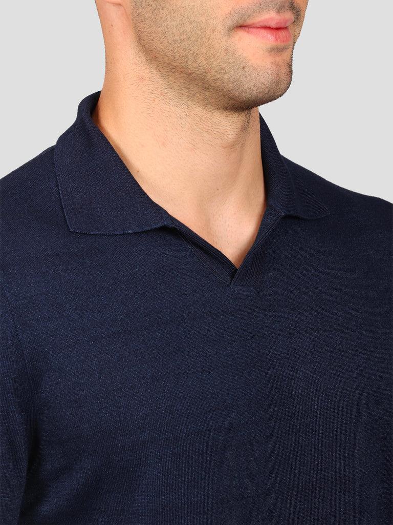 Svevo Maglia Scollo a V 100% Cotone Indaco Moda