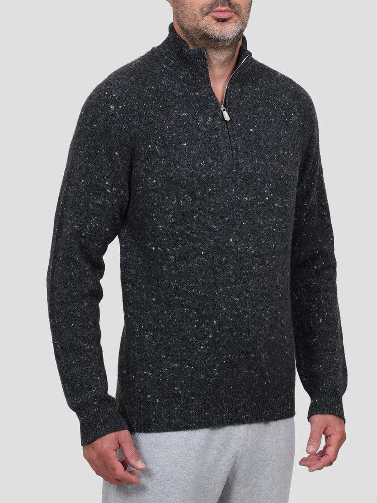 Svevo Lupetto con zip Lana Cashmere e Poliammide Antracite Presa
