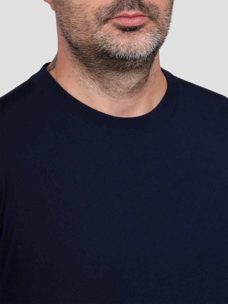 Svevo Maglia Girocollo Lana Merino Superfine 160's Blu Online