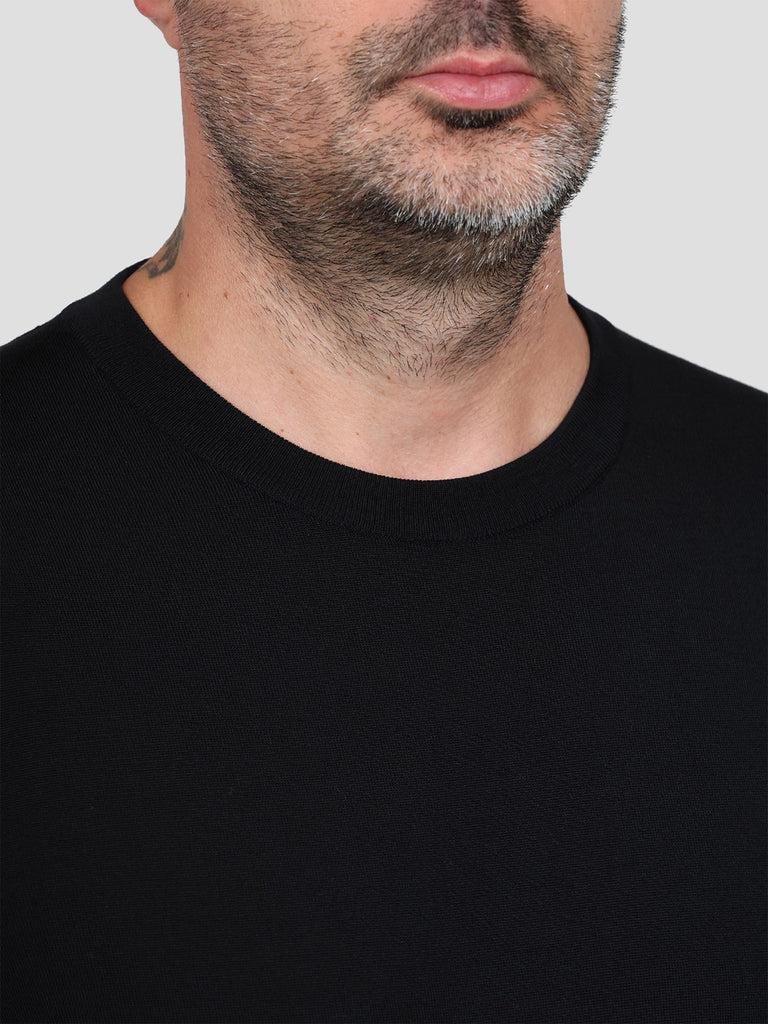 Svevo Maglia Girocollo Lana Merino Superfine 160's Nera Outlet
