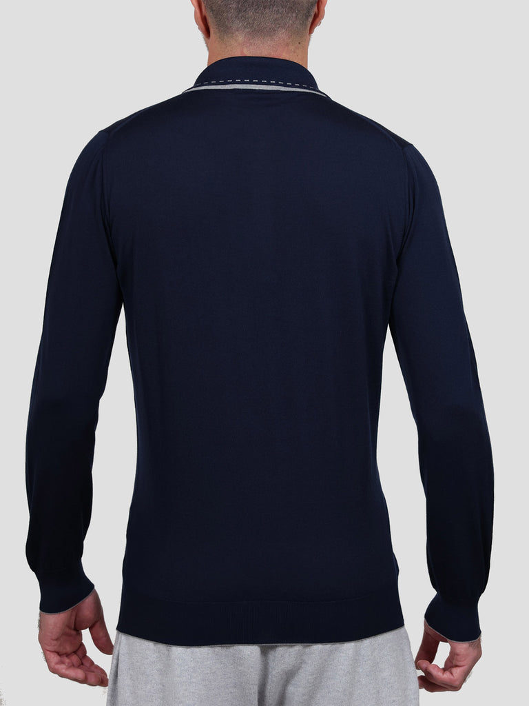 Svevo Maglia Polo Lana Merino Superfine 160's Blu In Vendita