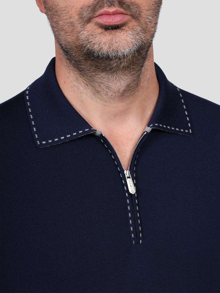 Svevo Maglia Polo Lana Merino Superfine 160's Blu In Vendita