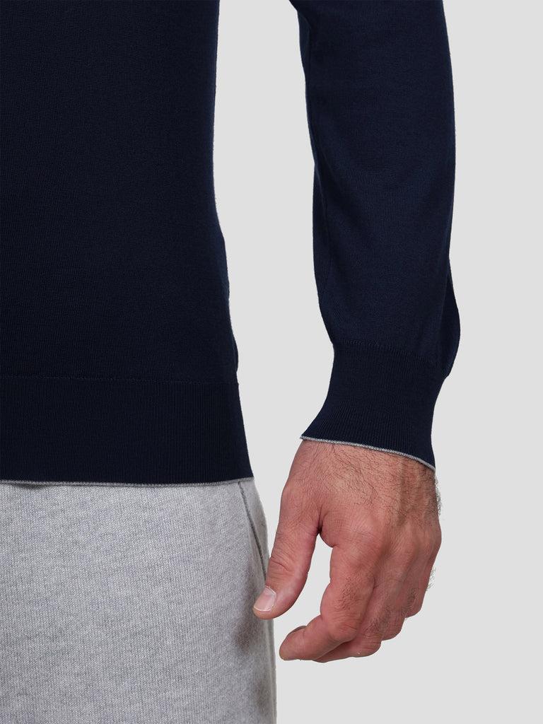 Svevo Maglia Polo Lana Merino Superfine 160's Blu In Vendita