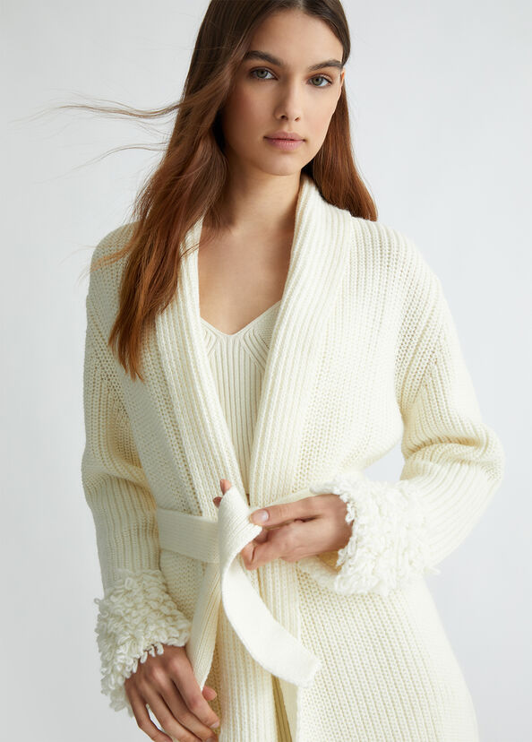 Liu Jo Cardigan bianco in lana Prezzo Ridotto