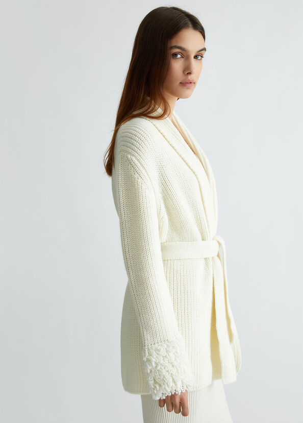 Liu Jo Cardigan bianco in lana Prezzo Ridotto