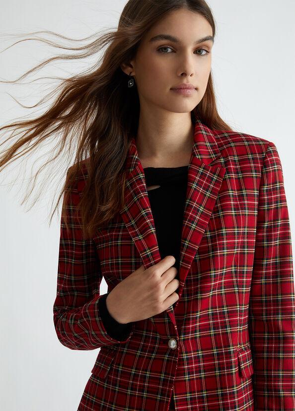Liu Jo Blazer in tartan rosso Sconto