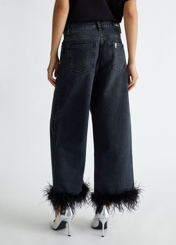 Liu Jo Jeans cropped con piume Outlet