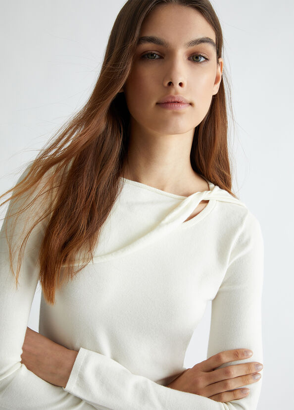 Liu Jo Maglia bianca con cut-out In Vendita