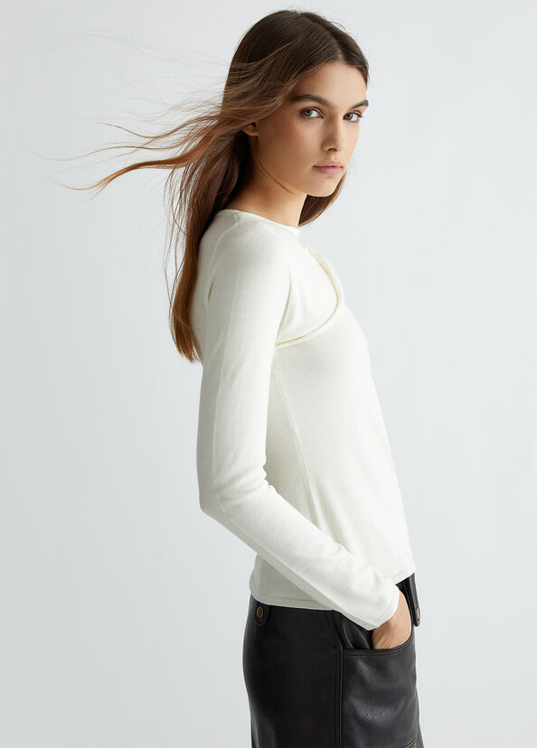 Liu Jo Maglia bianca con cut-out In Vendita