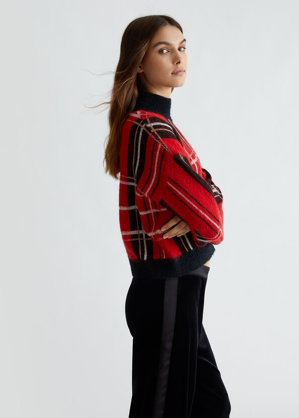 Liu Jo Pullover in tartan rosso Hotsell