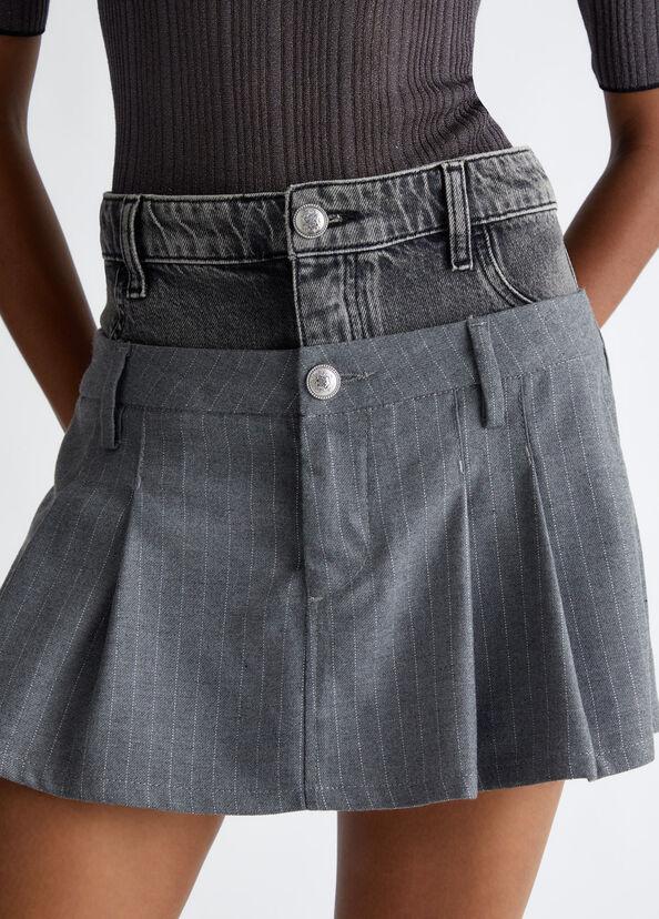 Liu Jo Minigonna in twill gessato e denim 2025