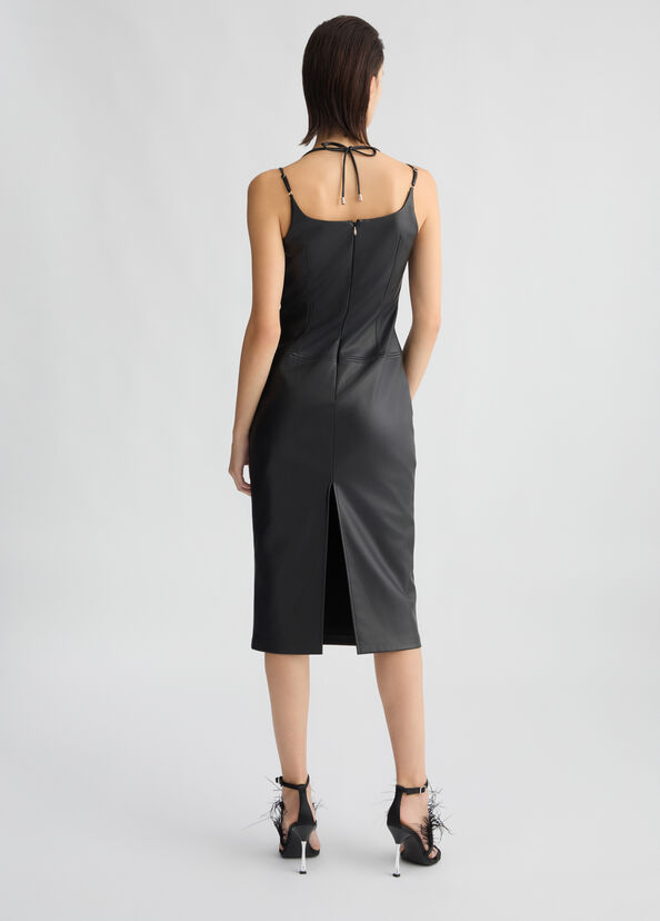 Liu Jo Vestito nero in tessuto spalmato Promozione