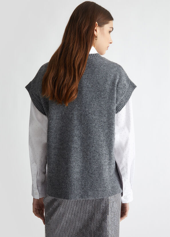 Liu Jo Gilet in maglia con logo Sottocosto