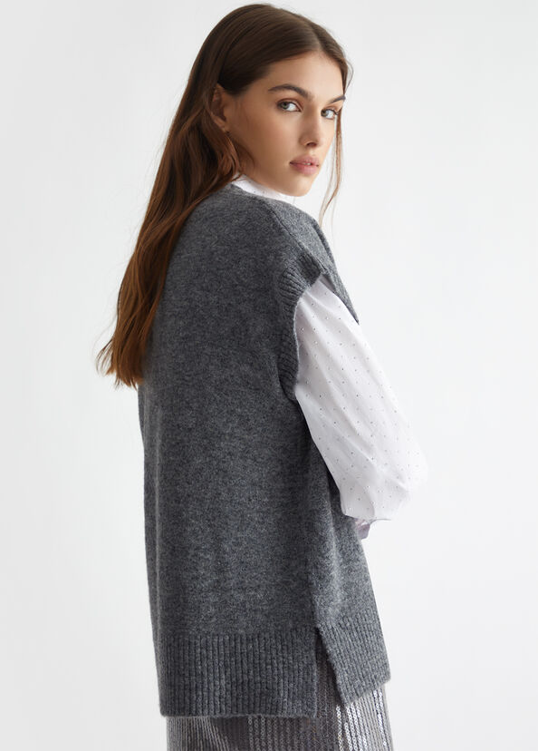 Liu Jo Gilet in maglia con logo Sottocosto