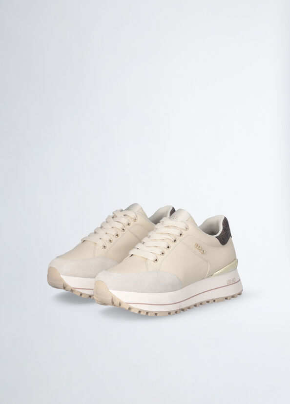 Liu Jo Sneakers platform in pelle beige Economico