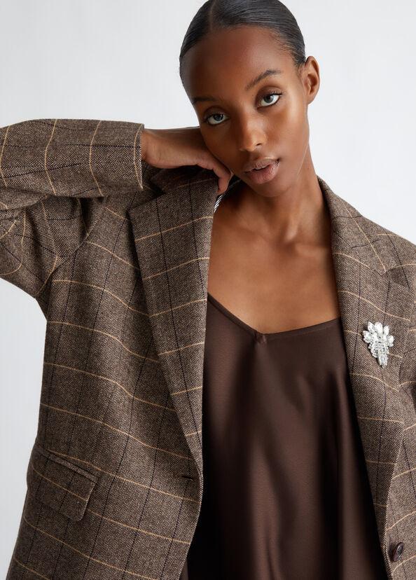 Liu Jo Blazer check con spilla gioiello Hotsell