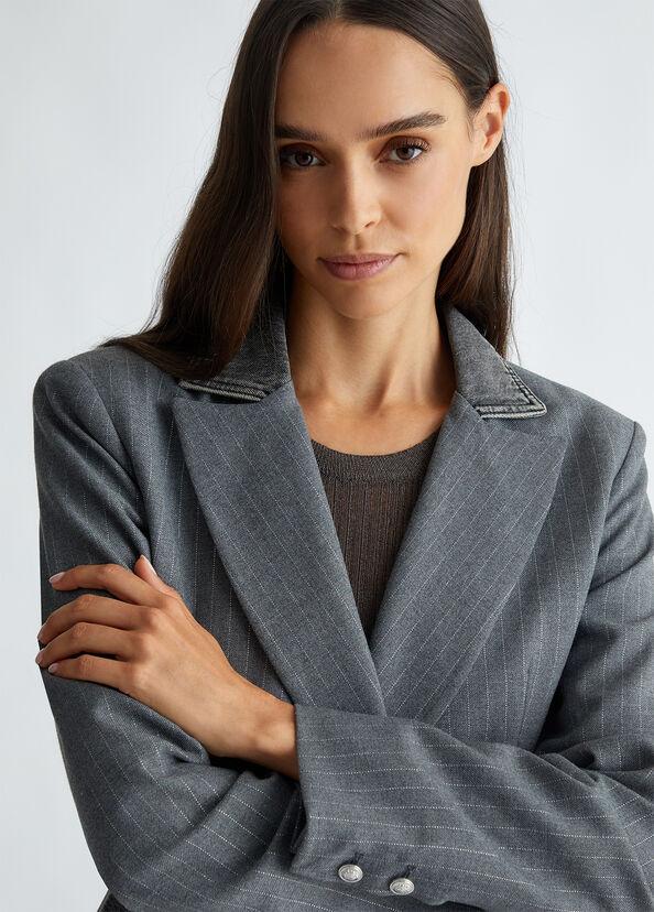 Liu Jo Blazer in twill gessato e denim Vendite Flash