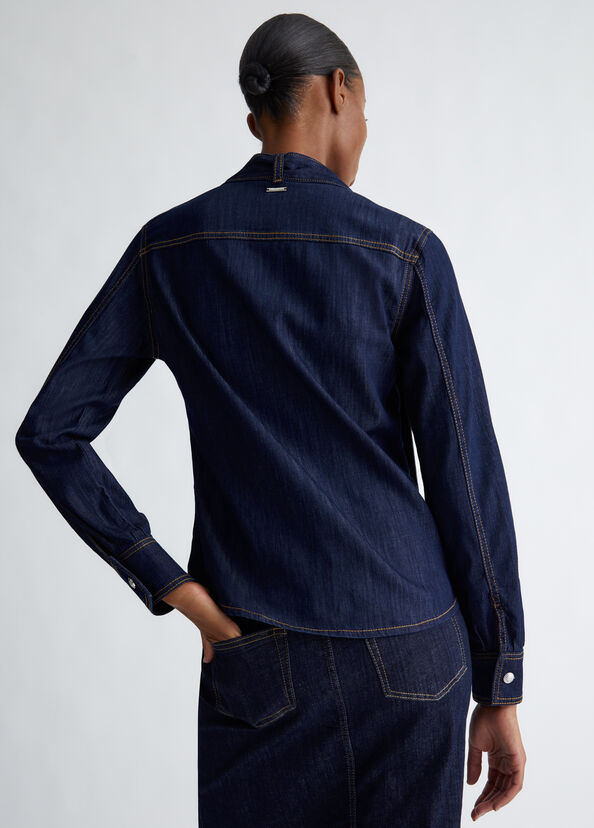 Liu Jo Camicia in denim con fiocco Fino Al -60%