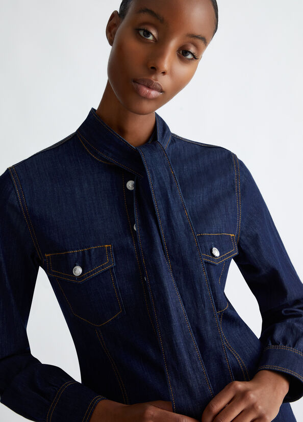 Liu Jo Camicia in denim con fiocco Fino Al -60%