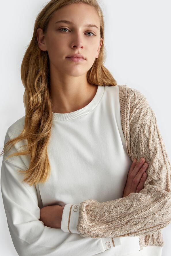 Liu Jo Felpa bianca con inserto in maglia Soddisfazione Garantita