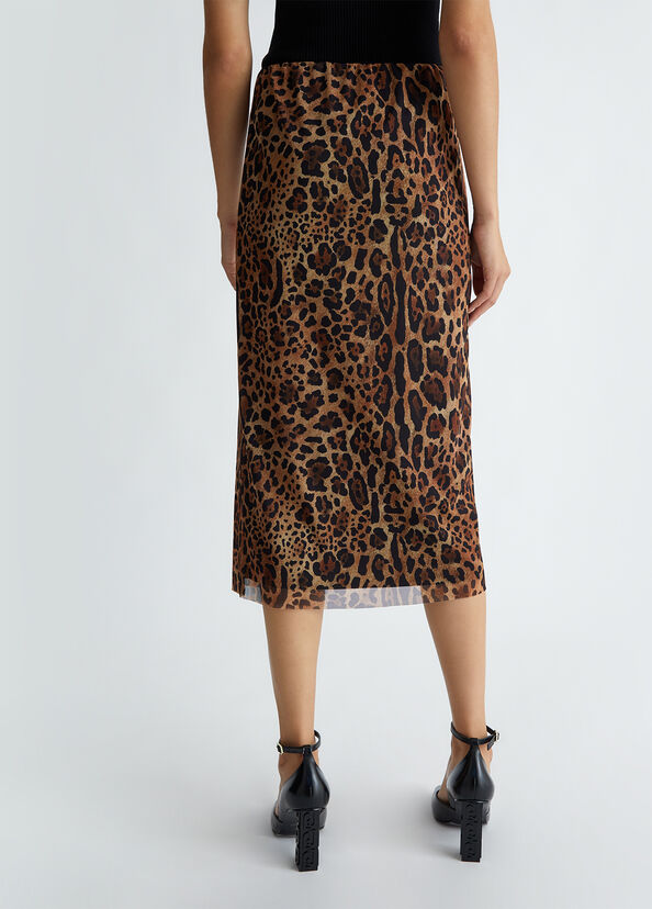 Liu Jo Gonna midi in tulle animalier Saldi