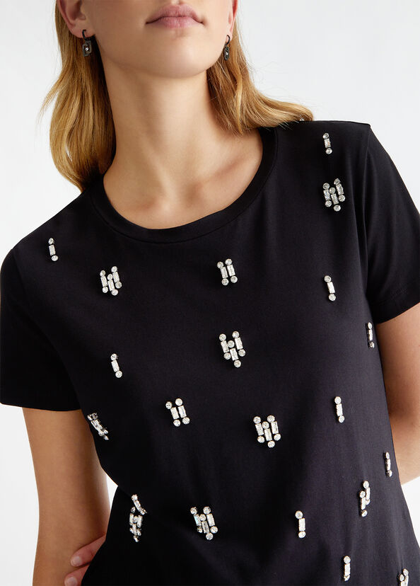 Liu Jo T-shirt in cotone con strass Acquista Ora