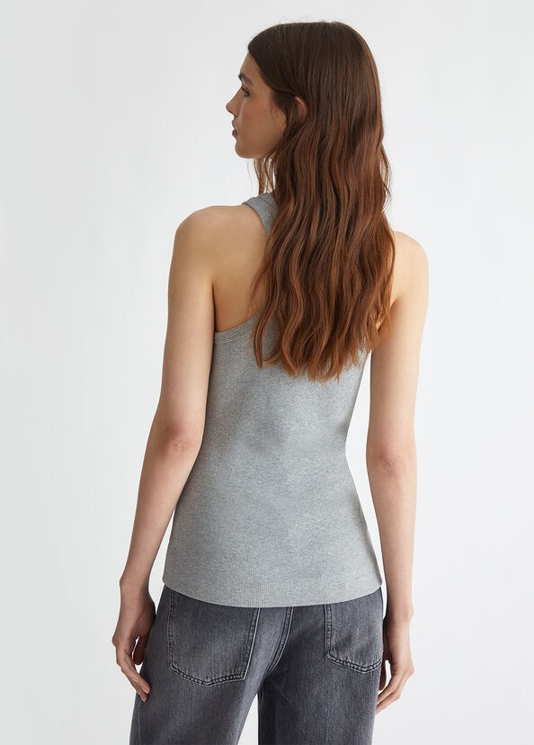 Liu Jo Top a costine con logo Promozione Limitata