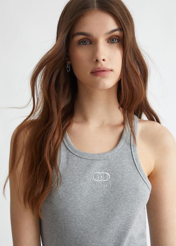 Liu Jo Top a costine con logo Promozione Limitata